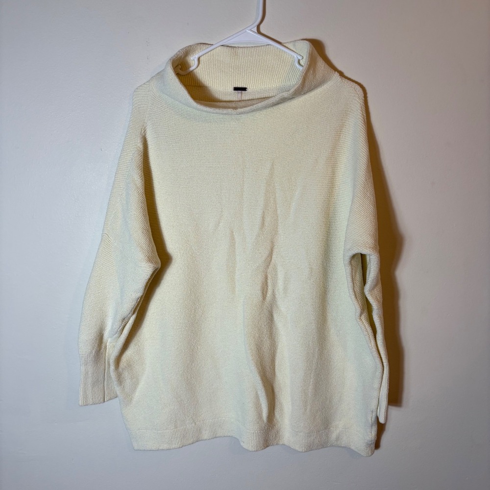 Free People Ottoman Slouchy Tunic Sweater Ivory Cream Size Small